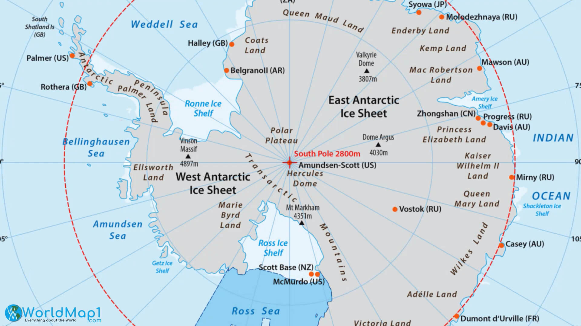 Antarctica and Indian Ocean Map